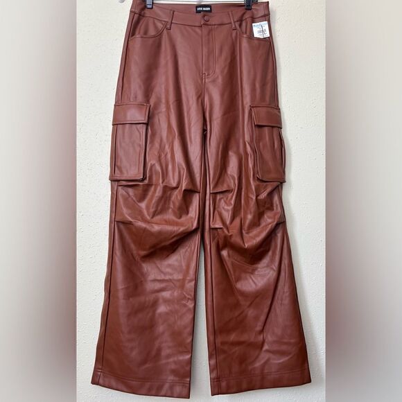 015 New Steve Madden Faux Leather Cargo Pants Size M - Picture 3 of 11
